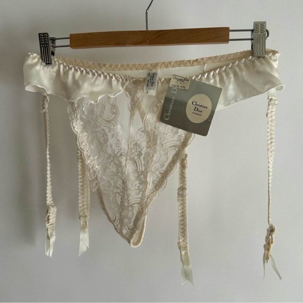 Vintage Christian Dior Intimates Panty / Garter Belt Ivory - Picture 1 of 8